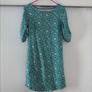 Lola Teal Long Sleeve Dress with Circular Design